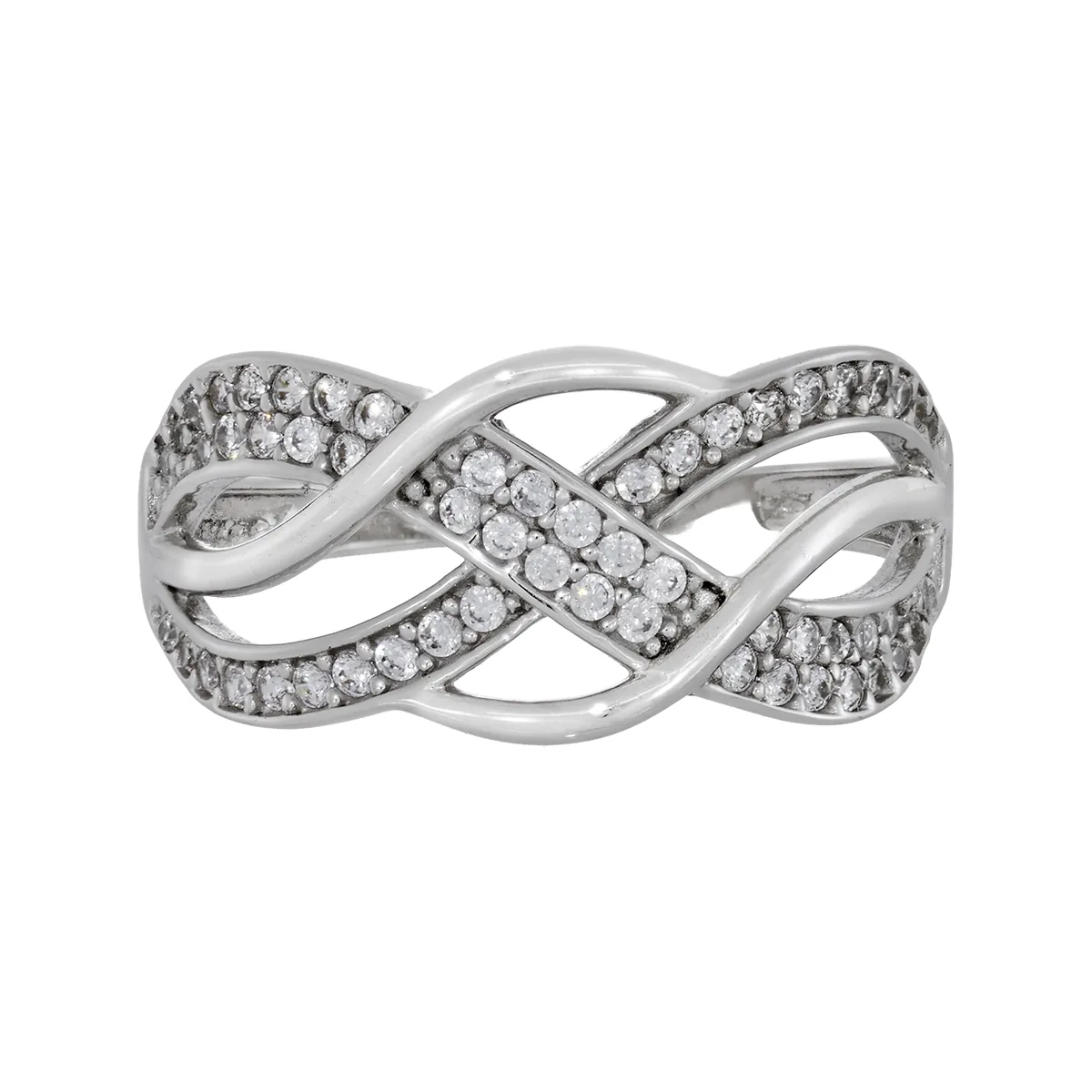 Anillo en oro blanco de 18 Kilates, con zircones