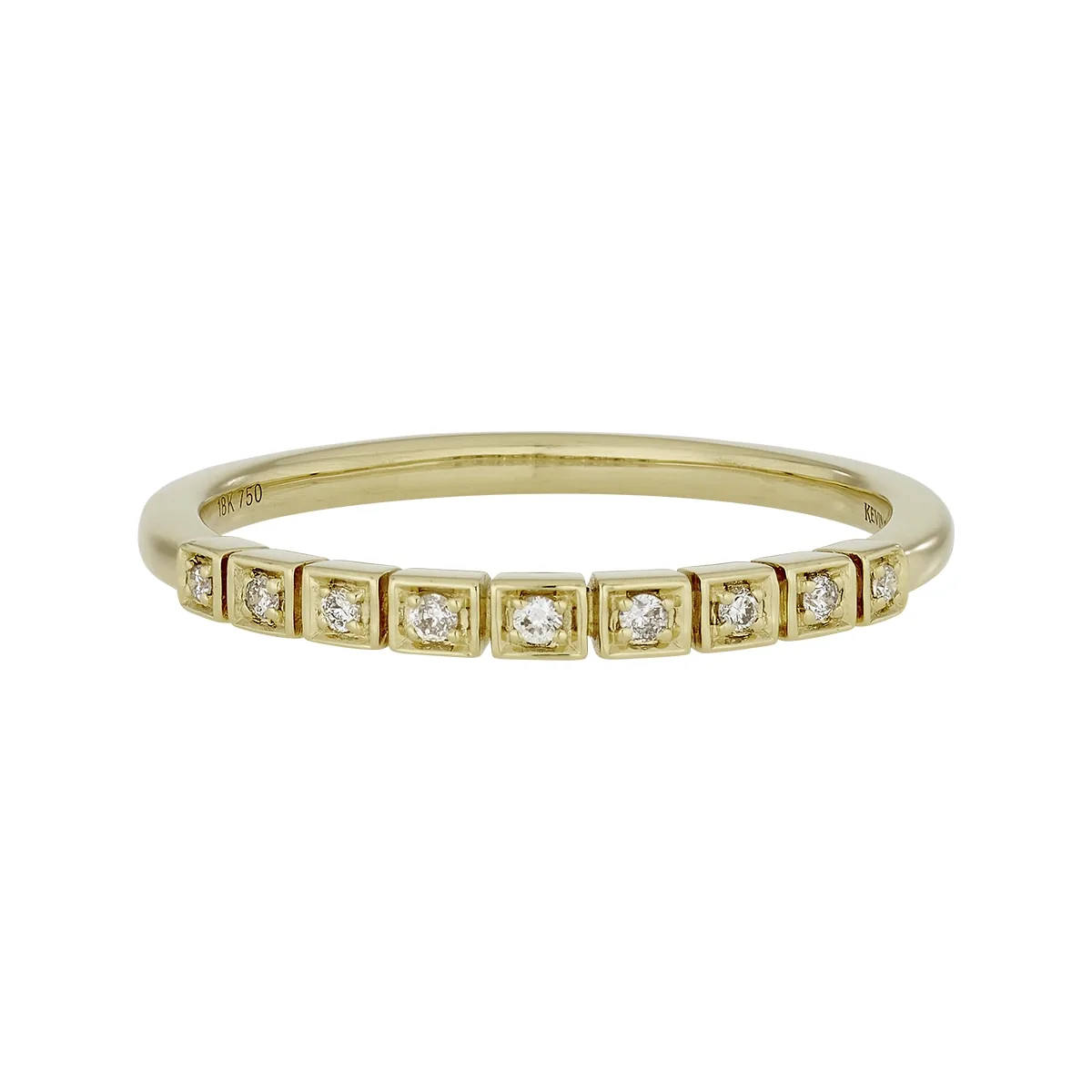 Argolla en oro amarillo de 18 Kilates, Cintillo, con diamantes de 0.07 Ct