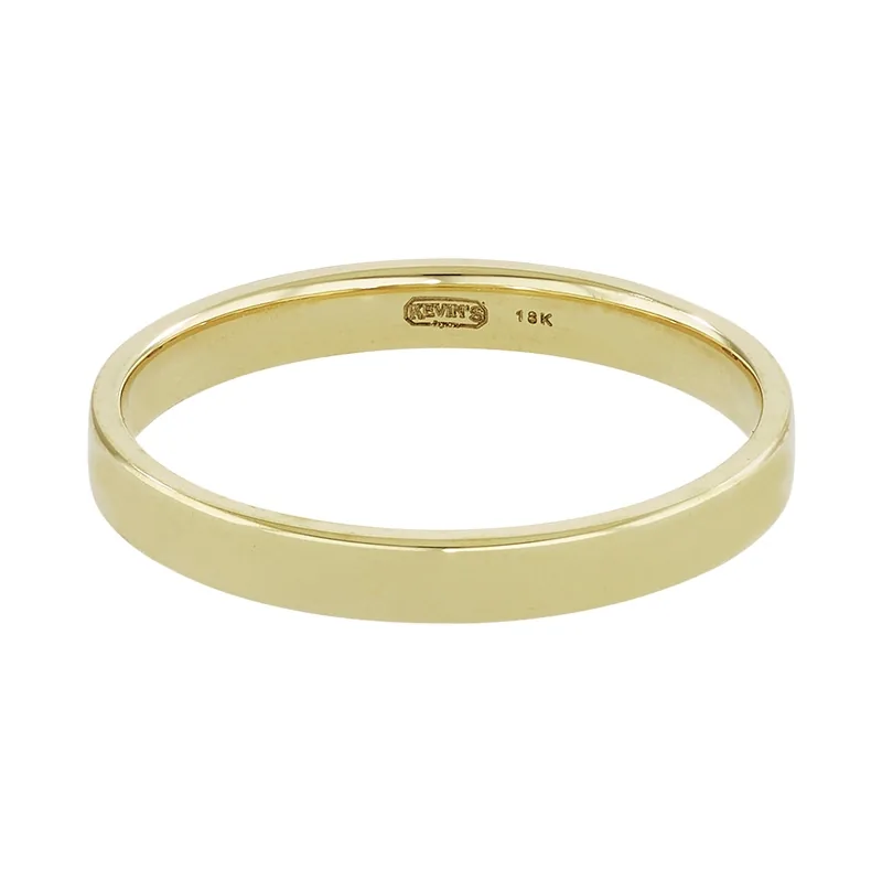 Argolla en oro amarillo de 18 Kilates, Plana, 3 mm. de ancho