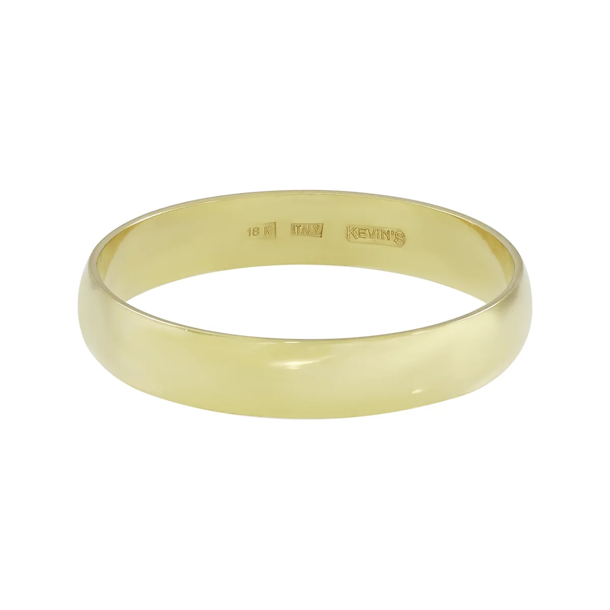 Argolla en oro amarillo de 18 Kilates, 1/2 caña, 4 mm. de ancho