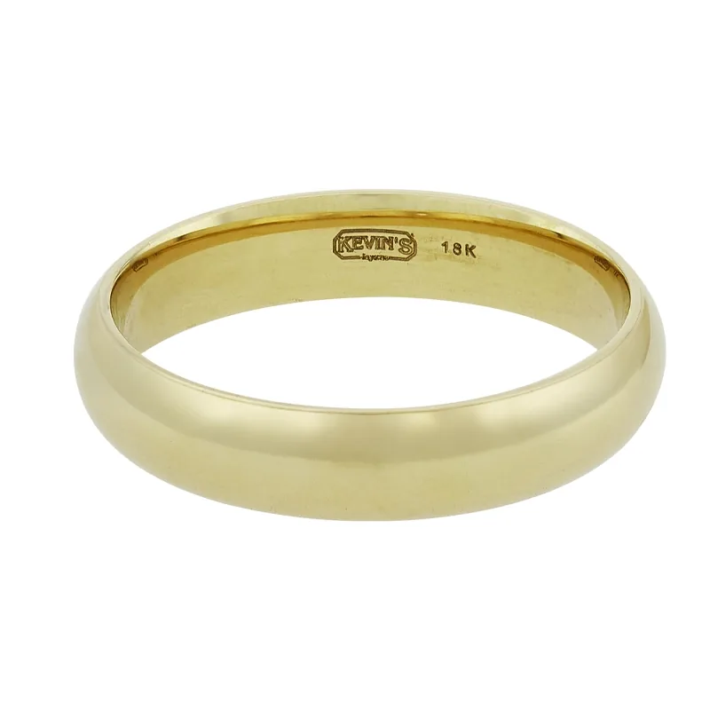 Argolla en oro amarillo de 18 Kilates, 1/2 caña, 4.50 mm. de ancho