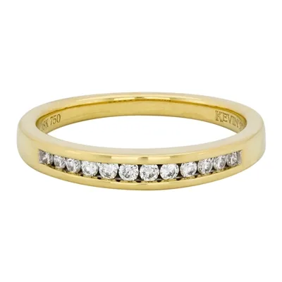 Argolla en oro amarillo de 18 Kilates, Cintillo, con diamantes de 0.14 Ct, 2.50 mm. de ancho