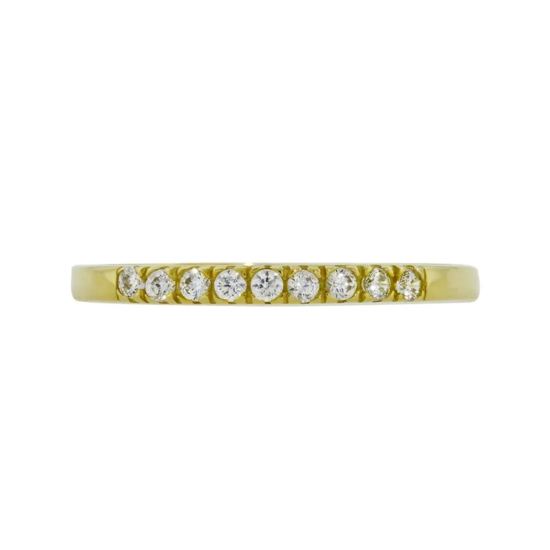 Anillo cintillo, con zircones redondos, oro tono amarillo 18k