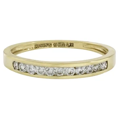Argolla en oro amarillo de 18 Kilates, Cintillo, con diamantes de 0.22 Ct