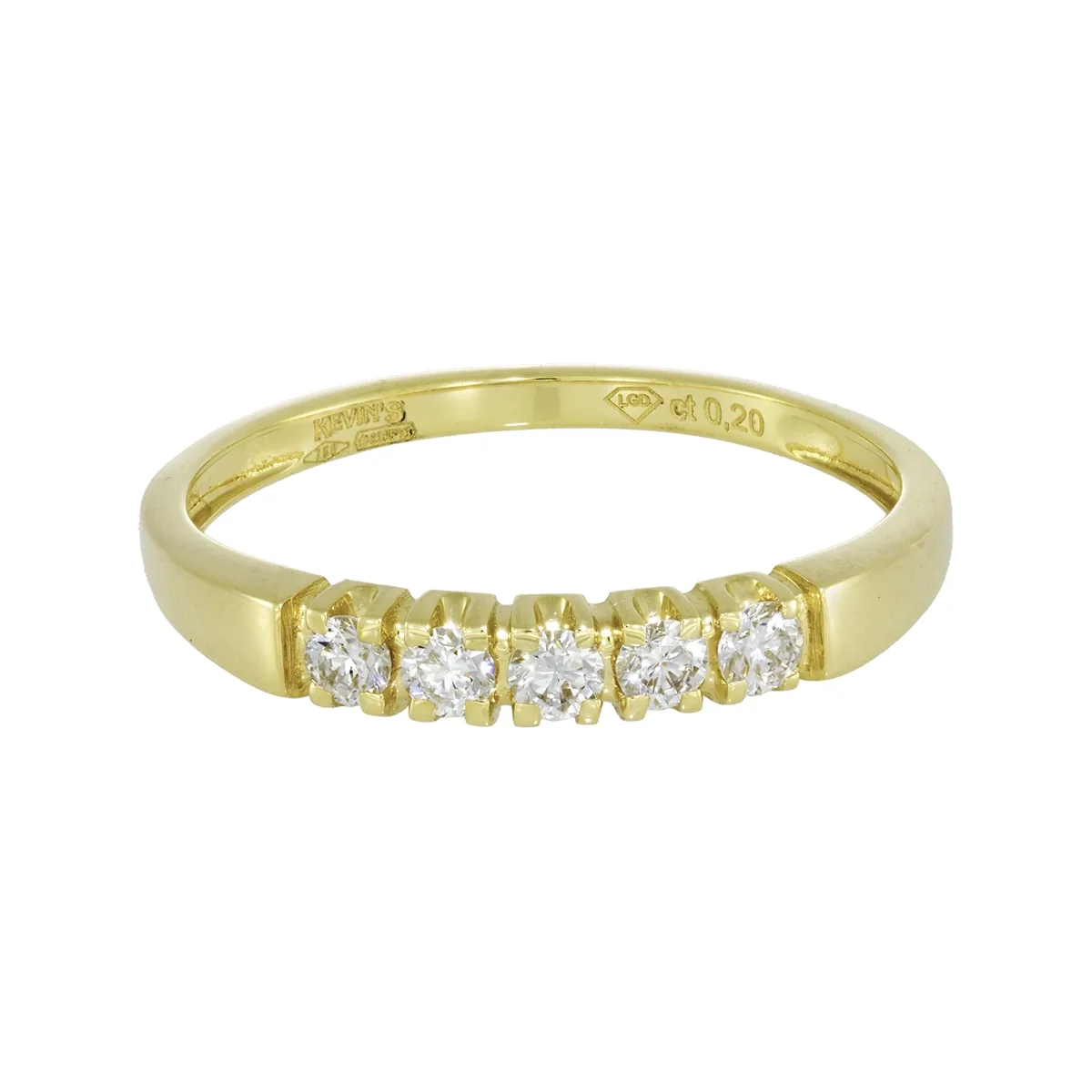 Argolla en oro amarillo de 18 Kilates, Cintillo, con diamante de laboratorio de 0.20 Ct