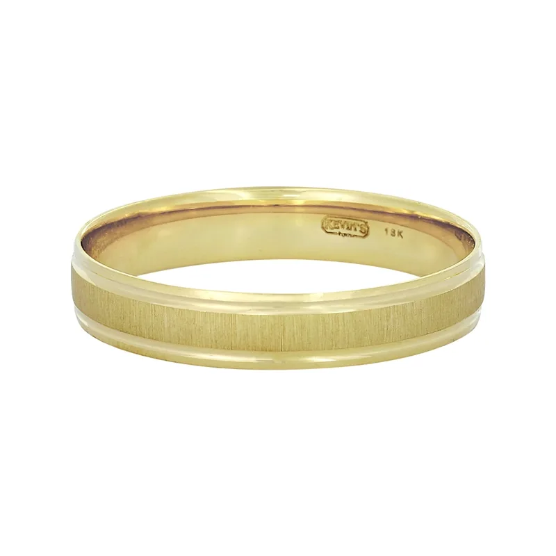 Argolla en oro amarillo de 18 Kilates satinado, Plana, 4 mm. de ancho