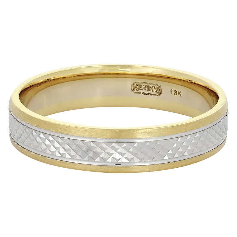 Argolla en oro amarillo de 18 Kilates con visos satinado, Plana, 4.50 mm. de ancho