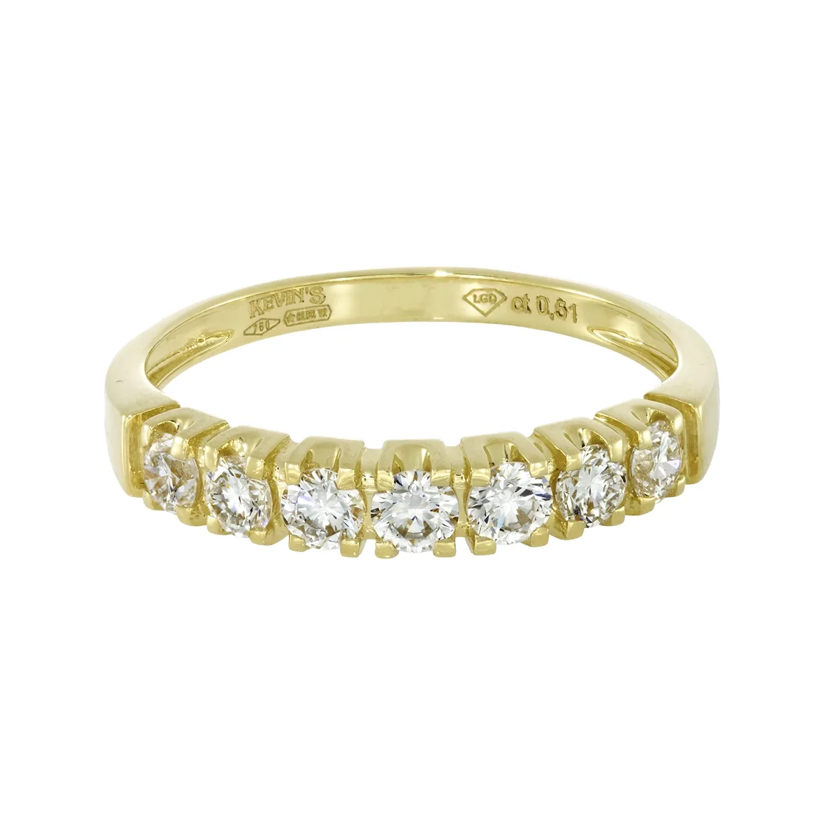 Argolla en oro amarillo de 18 Kilates, Cintillo, con diamante de laboratorio de 0.50 Ct