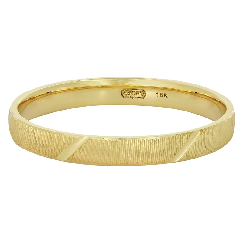 Argolla en oro amarillo de 18 Kilates con visos satinado, Plana, 3 mm. de ancho