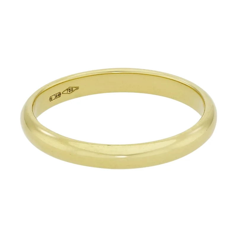 Argolla en oro amarillo de 18 Kilates, 1/2 caña, 3 mm. de ancho
