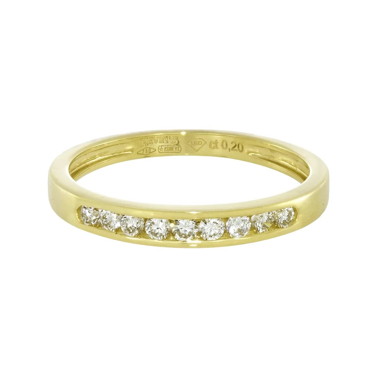 Argolla en oro amarillo de 18 Kilates, Cintillo, con diamante de laboratorio de 0.20 Ct