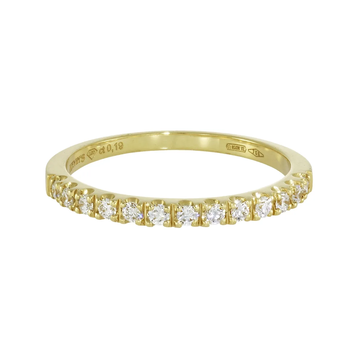 Argolla en oro amarillo de 18 Kilates, Cintillo, con diamante de laboratorio de 0.19 Ct
