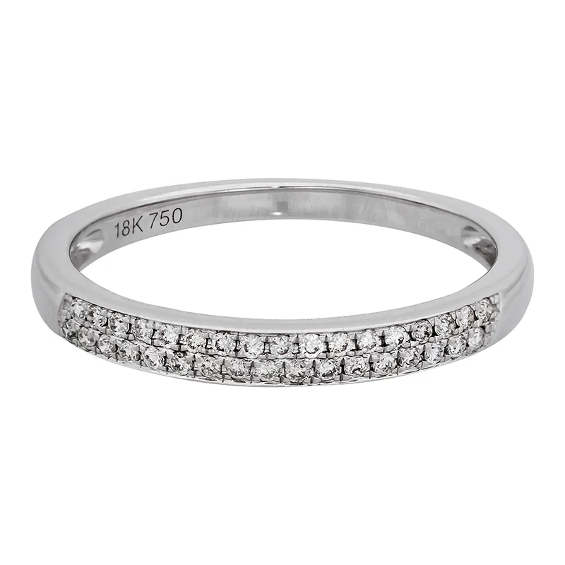 Argolla en oro blanco de 18 Kilates, con diamantes de 0.12 Ct, 2 mm. de ancho