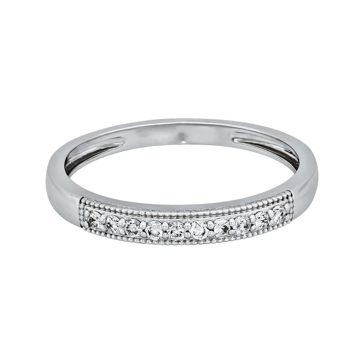 Argolla en oro blanco de 18 Kilates, Cintillo, con diamantes de 0.14 Ct