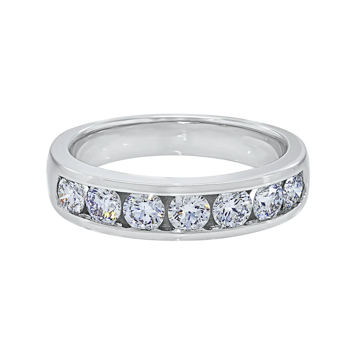 Argolla en oro blanco de 18 Kilates, Cintillo, con diamante de laboratorio de 1.00 Ct