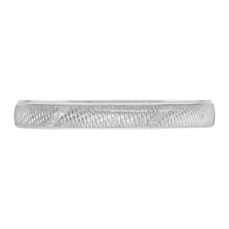 Argolla en oro blanco de 18 Kilates con visos satinado, Plana, 3 mm. de ancho