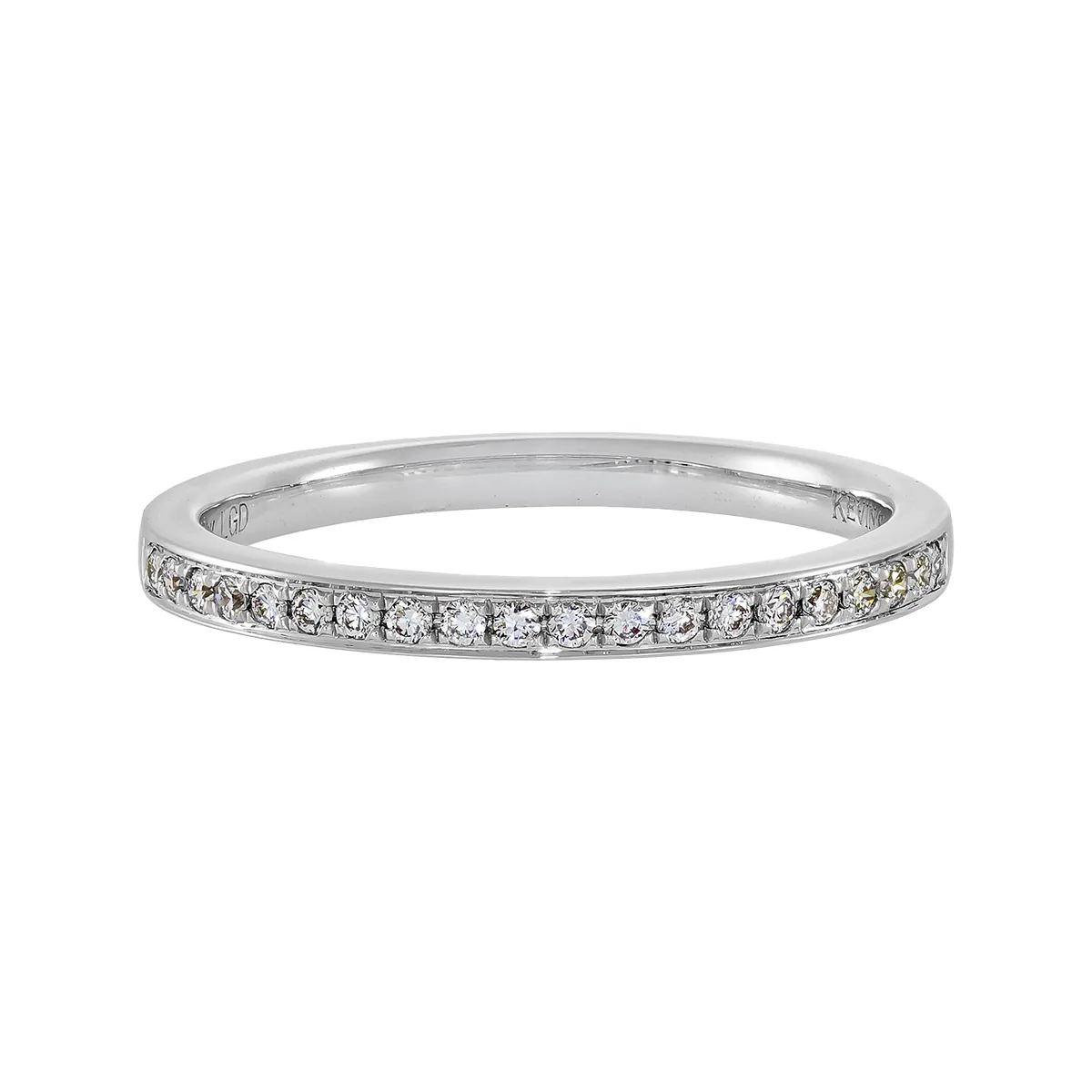 Argolla en oro blanco de 18 Kilates, Cintillo, con diamante de laboratorio de 0.10 Ct, 2 mm. de ancho
