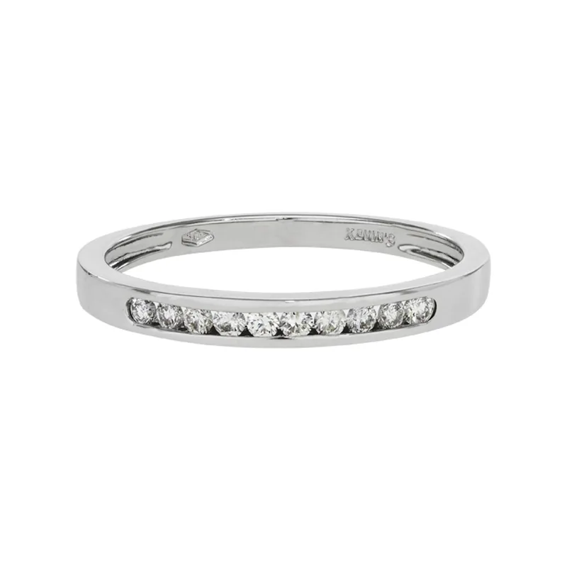 Argolla en oro blanco de 18 Kilates, Cintillo, con diamantes de 0.18 Ct