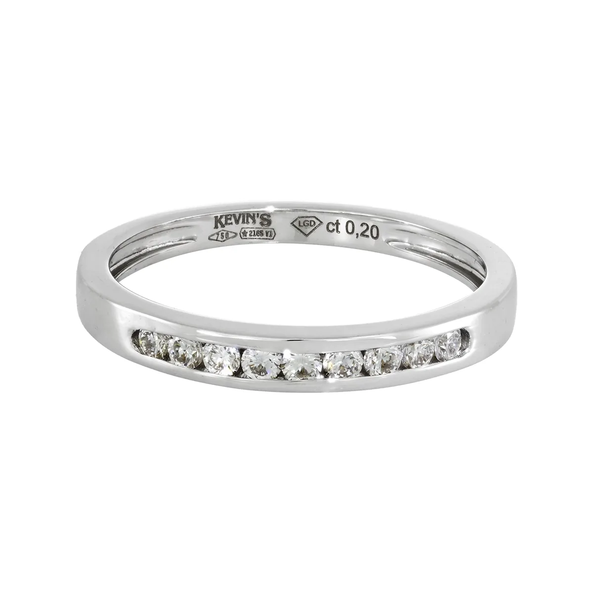 Argolla en oro blanco de 18 Kilates, Cintillo, con diamante de laboratorio de 0.20 Ct