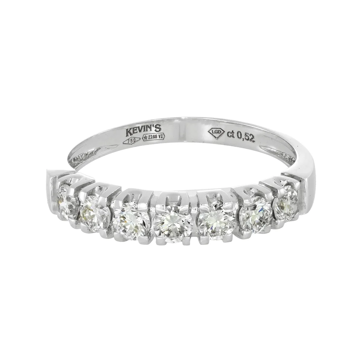 Argolla en oro blanco de 18 Kilates, Cintillo, con diamante de laboratorio de 0.50 Ct