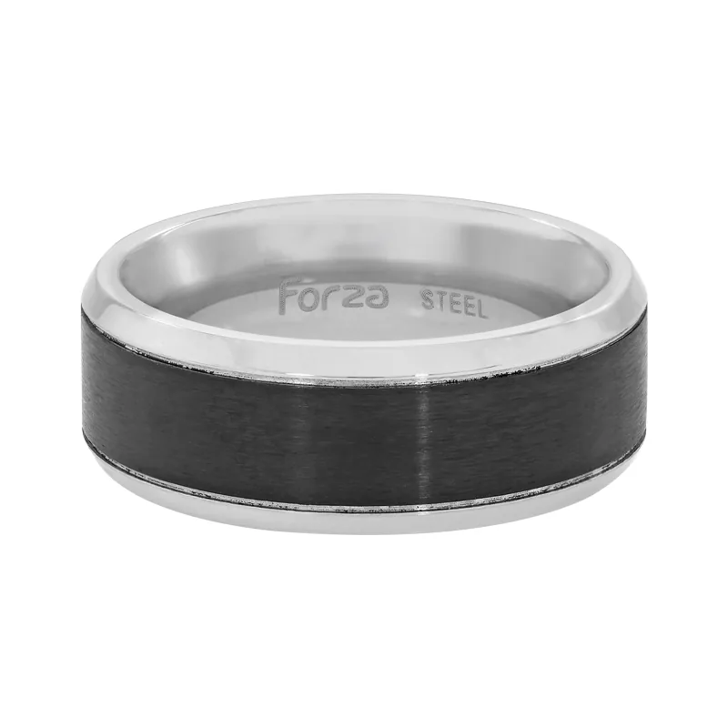 Argolla en acero satinado, 1/2 caña, 8 mm. de ancho, de la coleccion Forza
