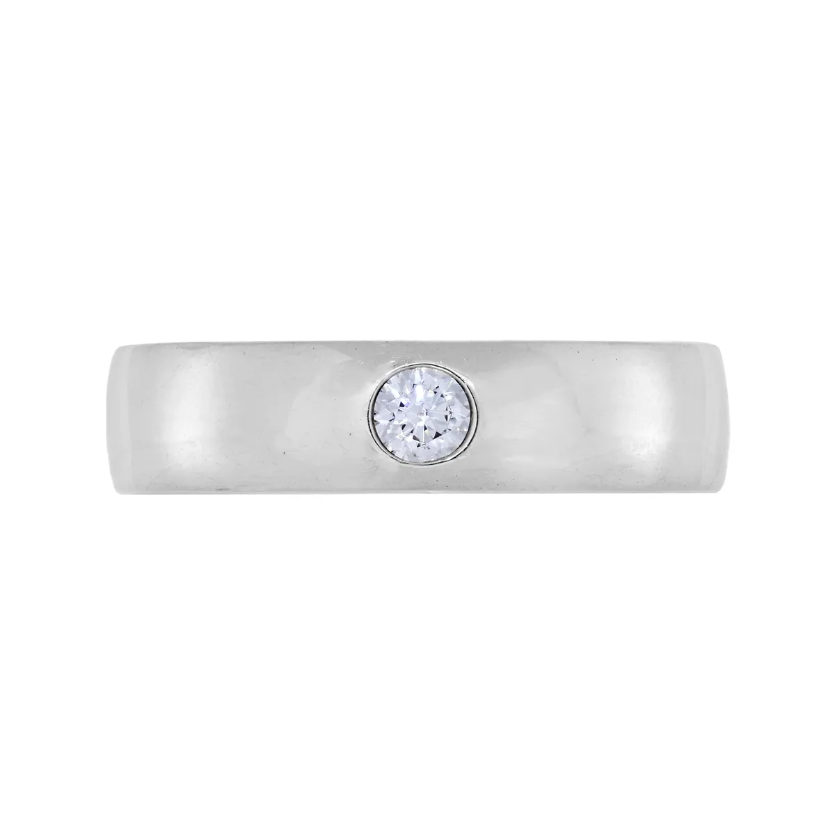 Argolla en plata Ley 925, Plana, con zircón central, 4.50 mm. de ancho, de la coleccion Sueños
