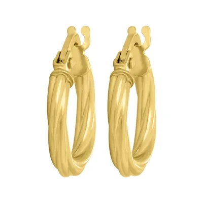 Candongas en oro amarillo de 18 Kilates, Melcocha, 2 mm. de ancho