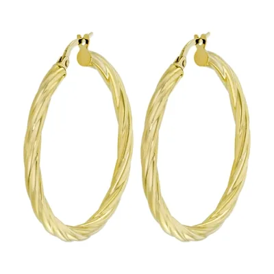 Candongas en oro amarillo de 18 Kilates, Melcocha, 3 mm. de ancho
