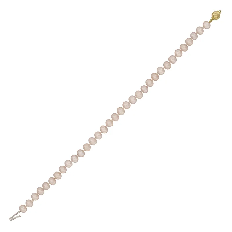 Pulsera con perlas de 5 mm de ancho aprox con broche en oro amarillo de 18 Kilates, 19 cm. de largo