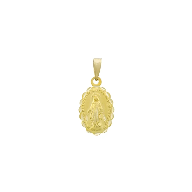 Medalla de la Virgen Milagrosa en oro amarillo de 18 Kilates con visos satinado