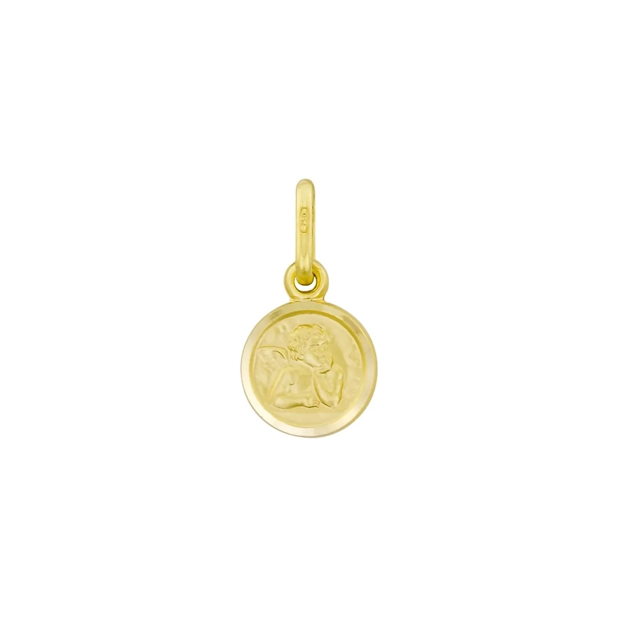 Medalla de ángel en oro amarillo de 18 Kilates satinado