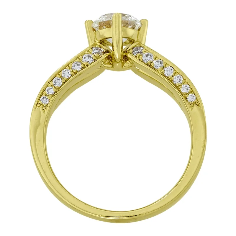 Anillo de compromiso con diamante central redondo GIA de 0.80ct y decoración en diamantes, oro tono amarillo 18k