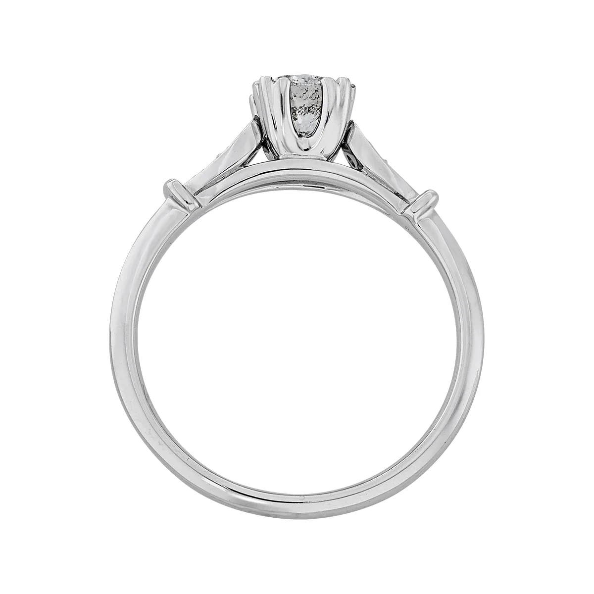Anillo de compromiso con diamante central redondo GIA de 0.50ct y decoración en diamantes, oro tono blanco 18k, rodinado