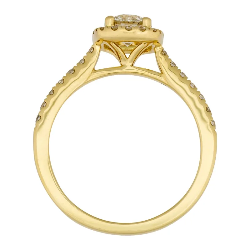 Anillo de compromiso con diamante central redondo GIA de 0.50ct y decoración en diamantes, oro tono amarillo 18k