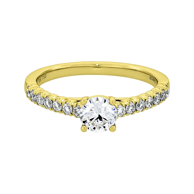 Anillo de compromiso con diamante central redondo GIA de 0.30ct y decoración en diamantes, oro tono amarillo 18k