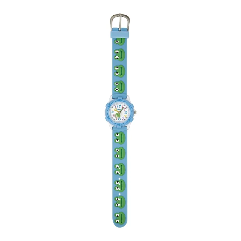 Reloj Flopy analogo, para Niño(a), tablero redondo color blanco, estilo arabigos, pulso silicona color azul