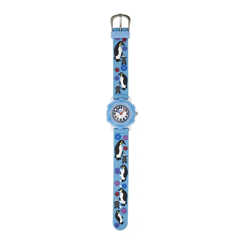 Reloj Flopy analogo, para Niño(a), tablero redondo color blanco, estilo arabigos, pulso silicona color azul