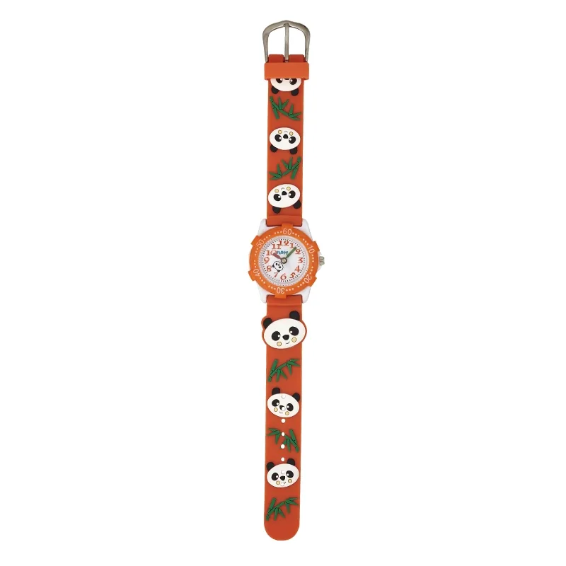 Reloj Flopy analogo, para Niño(a), tablero redondo color blanco, estilo arabigos, pulso silicona color naranja