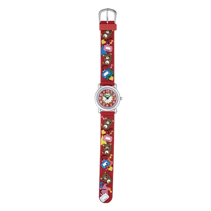 Reloj Flopy analogo, para Niño(a), tablero redondo colores blanco y rojo, estilo arabigos, pulso plastico color rojo