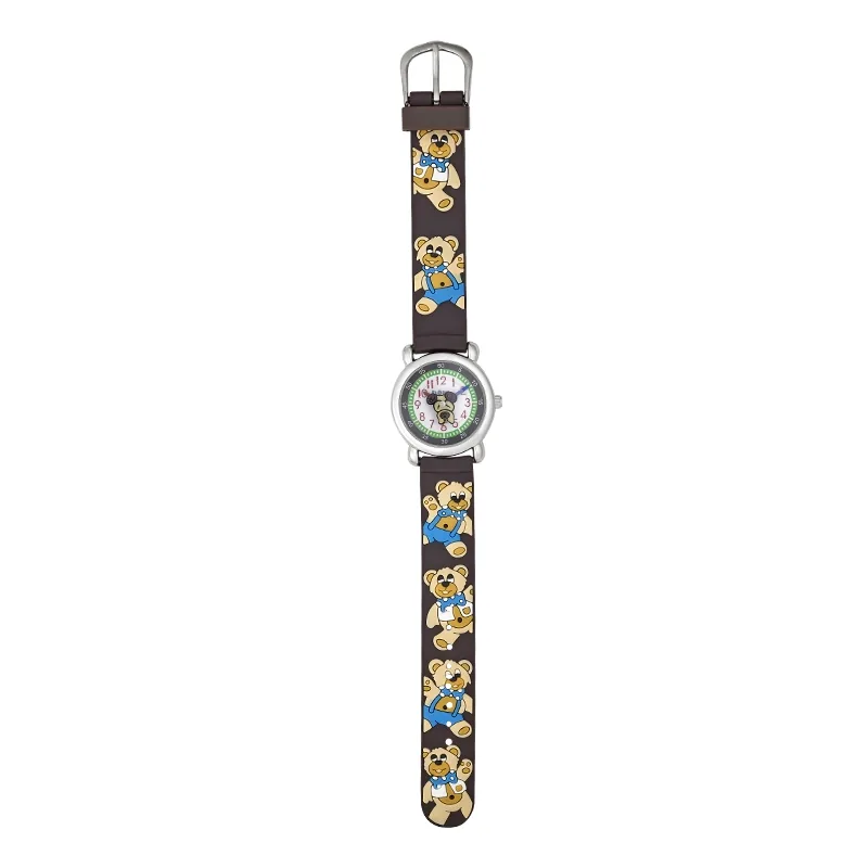 Reloj Flopy analogo, para Niño(a), tablero redondo color blanco, estilo arabigos, pulso silicona color negro