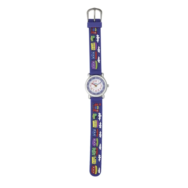Reloj Flopy analogo, para Niño(a), tablero redondo colores blanco, azul, rojo y azul, estilo arabigos, pulso silicona color azul