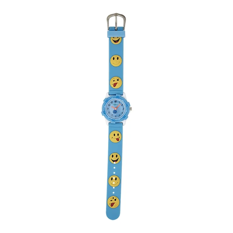 Reloj Flopy analogo, para Niño(a), tablero redondo color azul, estilo arabigos, pulso silicona color azul