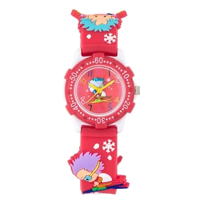 Reloj Flopy analogo, para Niño(a), tablero redondo color rojo, estilo arabigos, pulso silicona color rojo