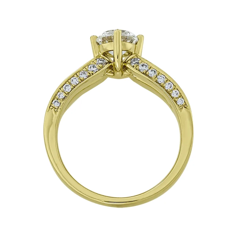 Anillo de compromiso con diamante central redondo GIA de 0.80ct y decoración en diamantes, oro tono amarillo 18k