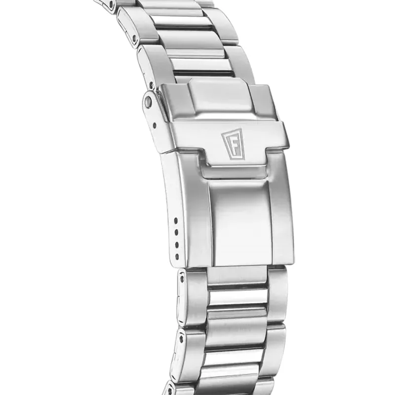 Reloj Festina análogo, para Hombre, tablero redondo color verde, estilo index, pulso acero color plateado, calendario, cronografo