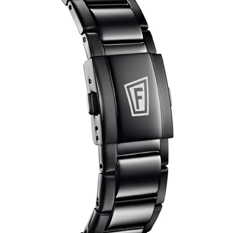 Reloj Festina analogo, para Hombre, tablero redondo color negro, estilo index, pulso acero color negro, calendario, cronografo