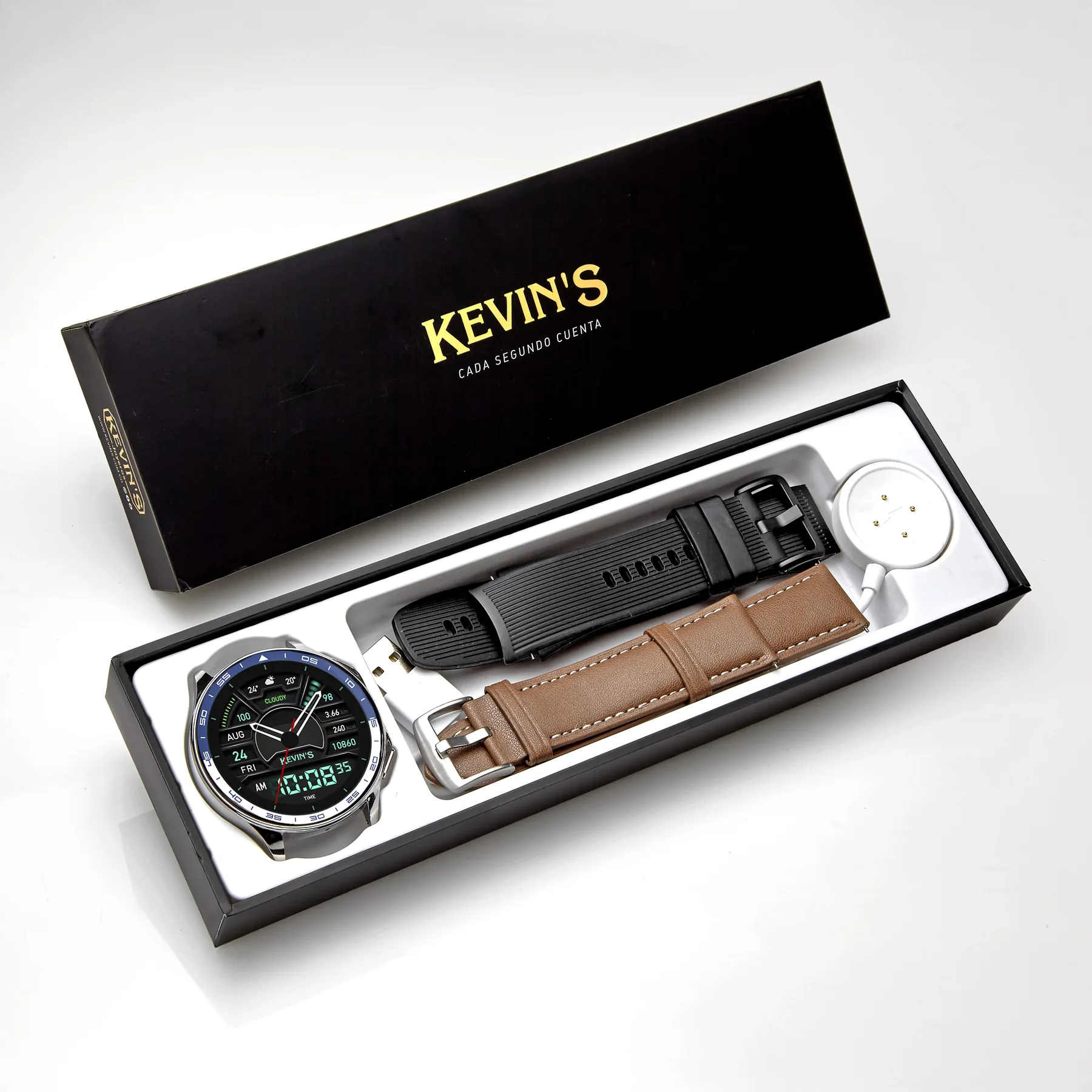 Reloj Kevins digital, para Hombre, tablero redondo color negro, estilo sin numeros, pulso silicona color negro