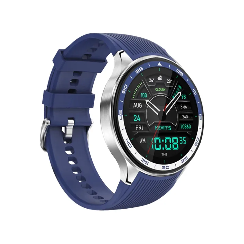Reloj Kevins digital, para Hombre, tablero redondo color multi, estilo sin numeros, pulso silicona colores azul y café