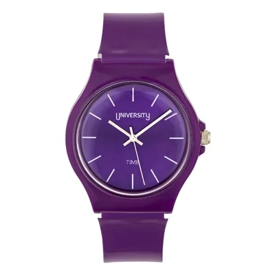 Reloj Reloj university analogo, para Mujer niña, tablero redondo color morado, estilo index, pulso plastico color morado