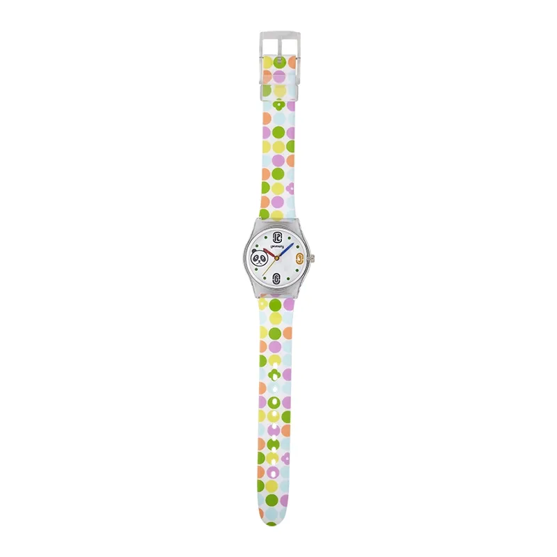 Reloj Reloj university analogo, para Mujer niña, tablero redondo color blanco, estilo puntos + arabigo, pulso plastico color blanco